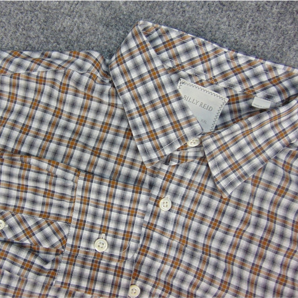 Billy Reid Shirt Mens Small Standard Cut Brown Plaid Made in Italy Dark Academia